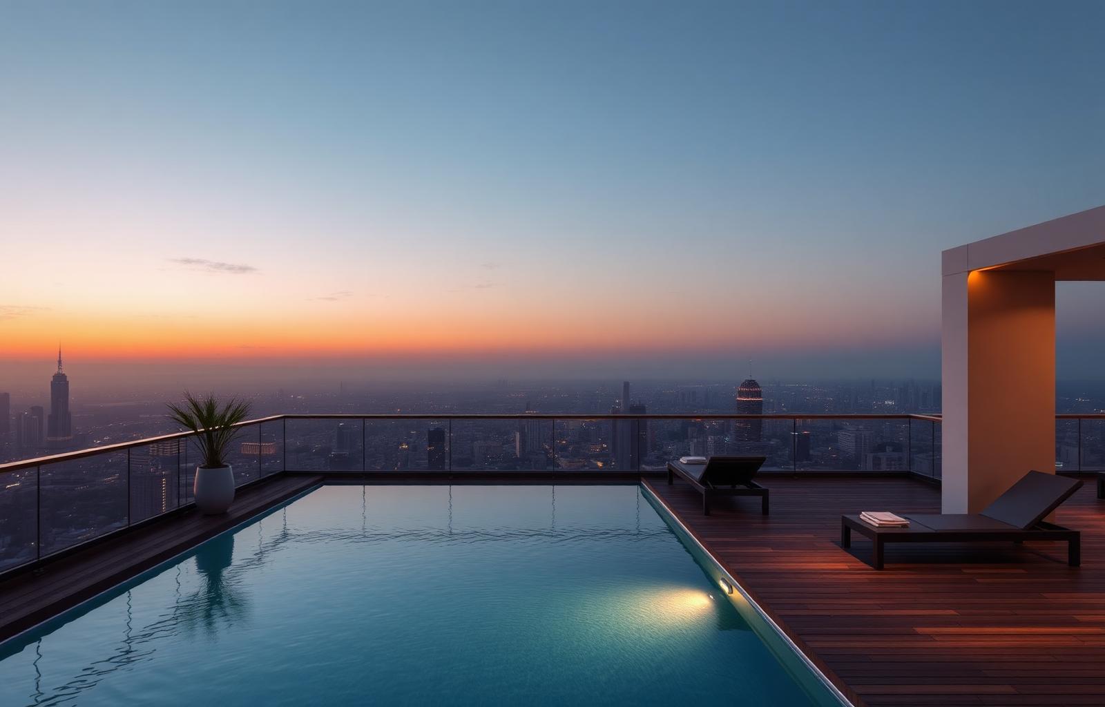 Piscina com deck no terraço